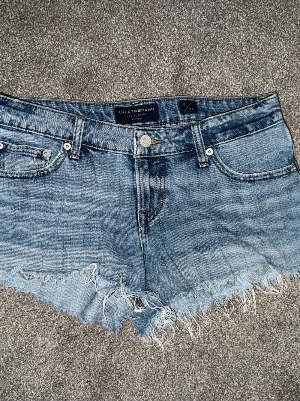 Lucky Brand Light Wash Frayed Hem Denim Shorts
